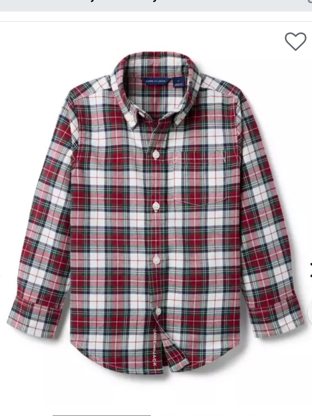 NWT Janie and Jack Tartan Flannel Shirt